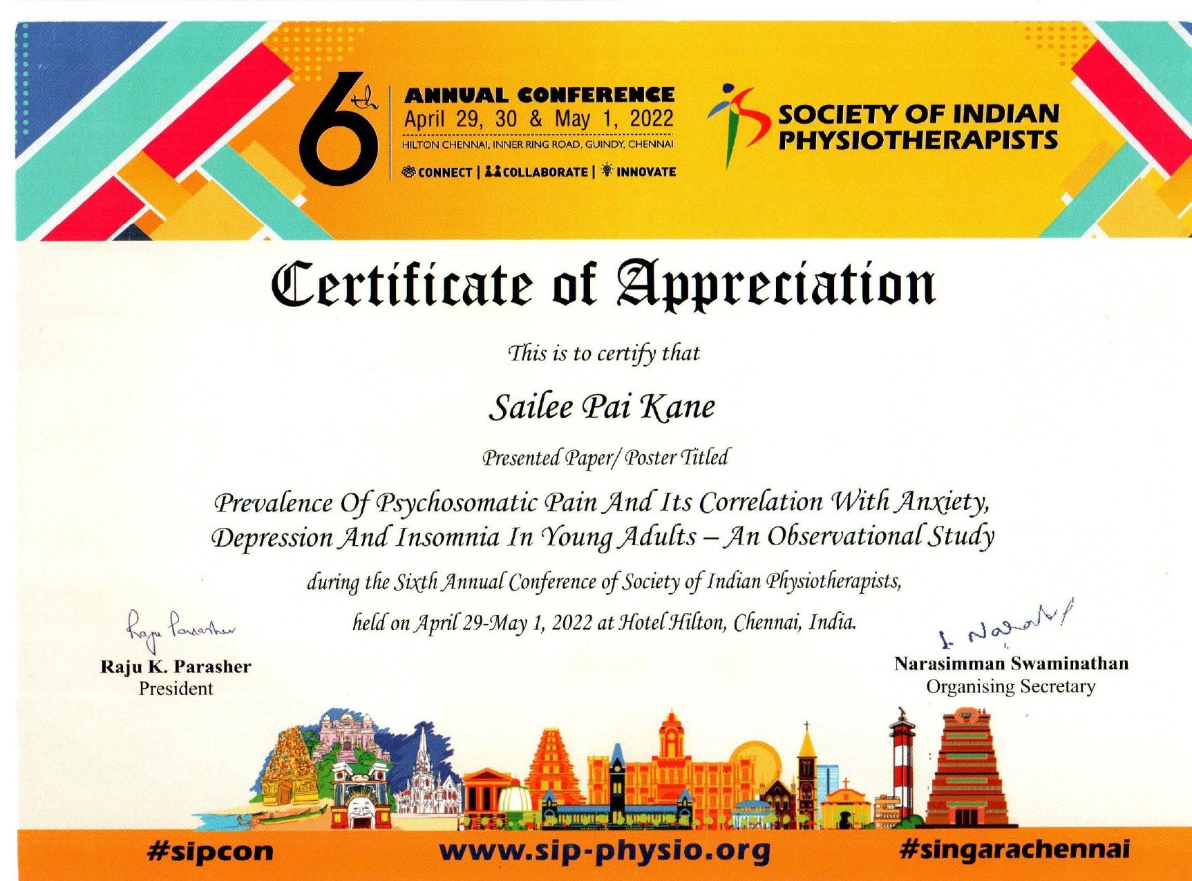 Ms. Sailee Pai Kanse certificate